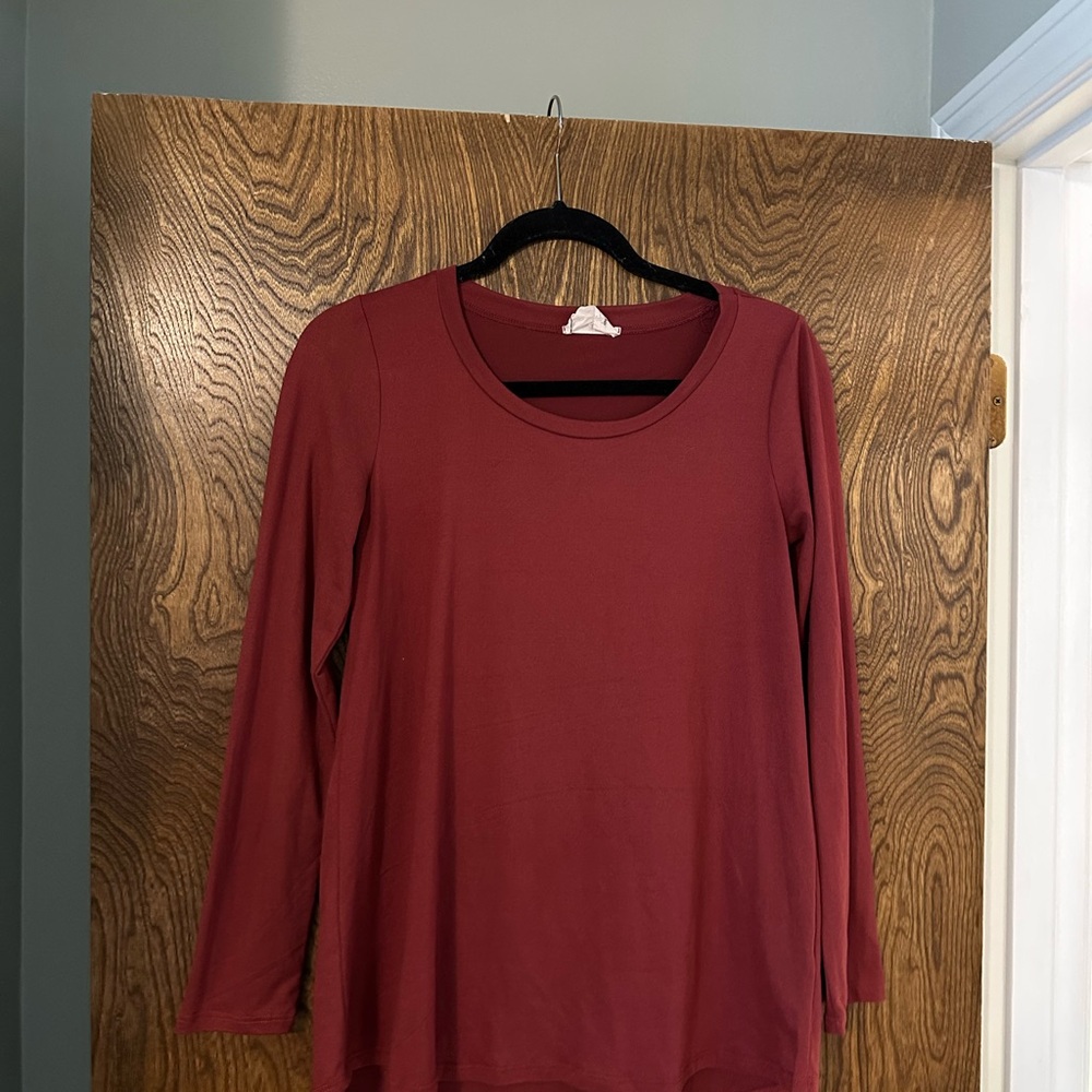 Women's Red Long Sleeve Tee